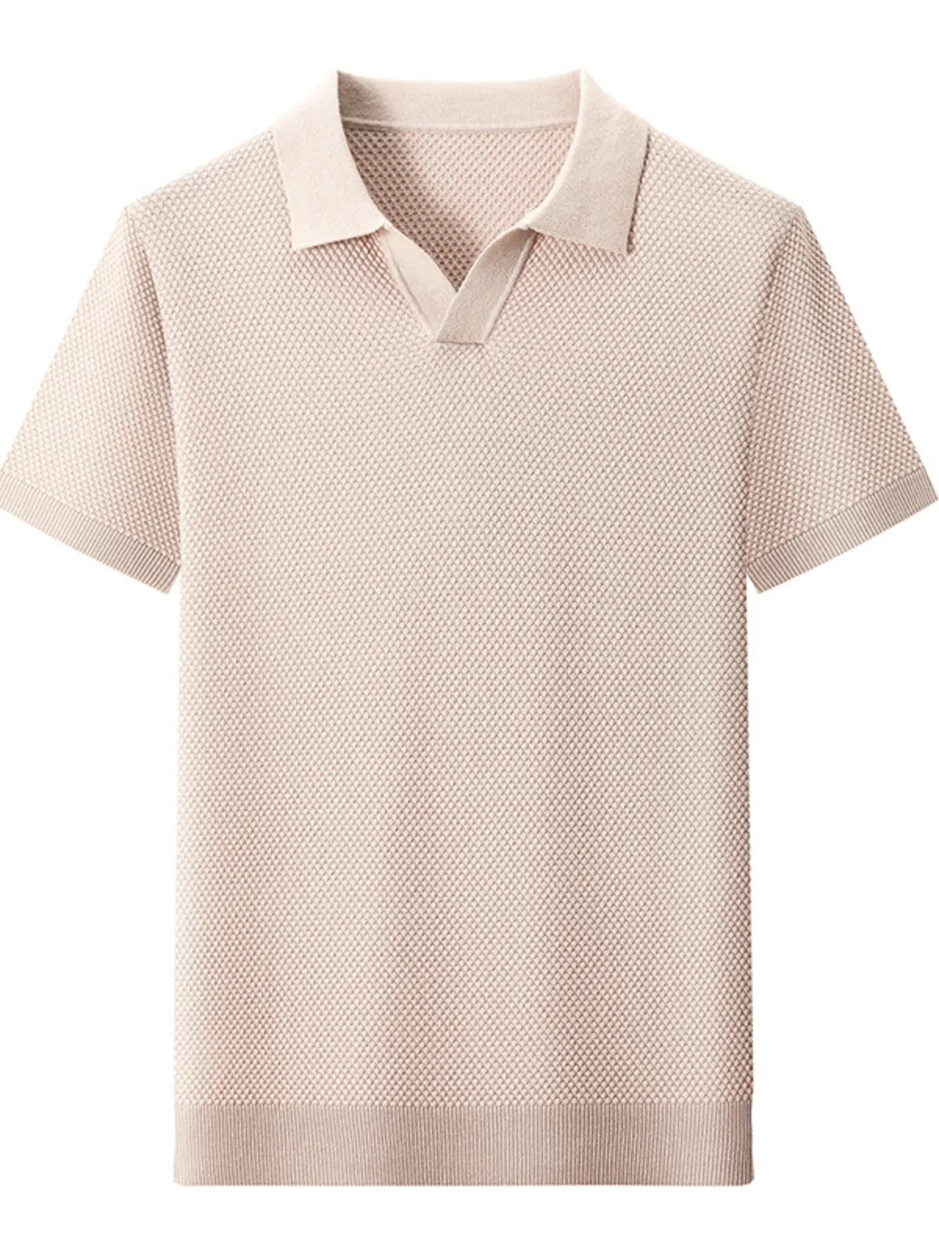 Men's Plus Size Collared Neck Short Sleeve Polo Khaki / M