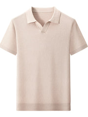 Men's Plus Size Collared Neck Short Sleeve Polo Khaki / M