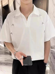 Men's Plus Size Collared Neck Short Sleeve Polo White / M