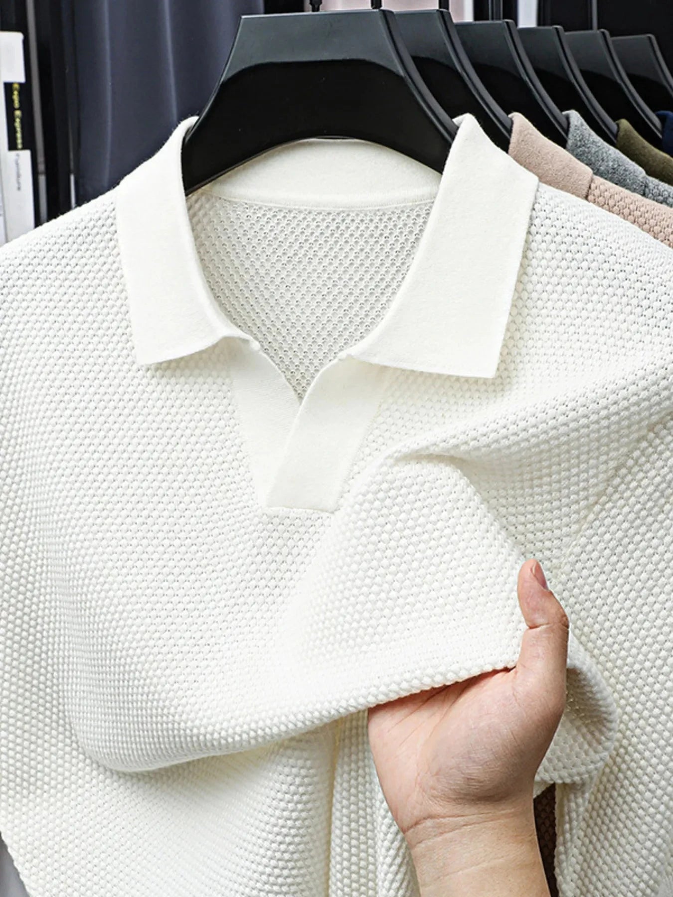 Men's Plus Size Collared Neck Short Sleeve Polo White / M