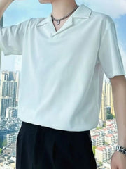 Men's Plus Size Collared Neck Short Sleeve Polo White / M