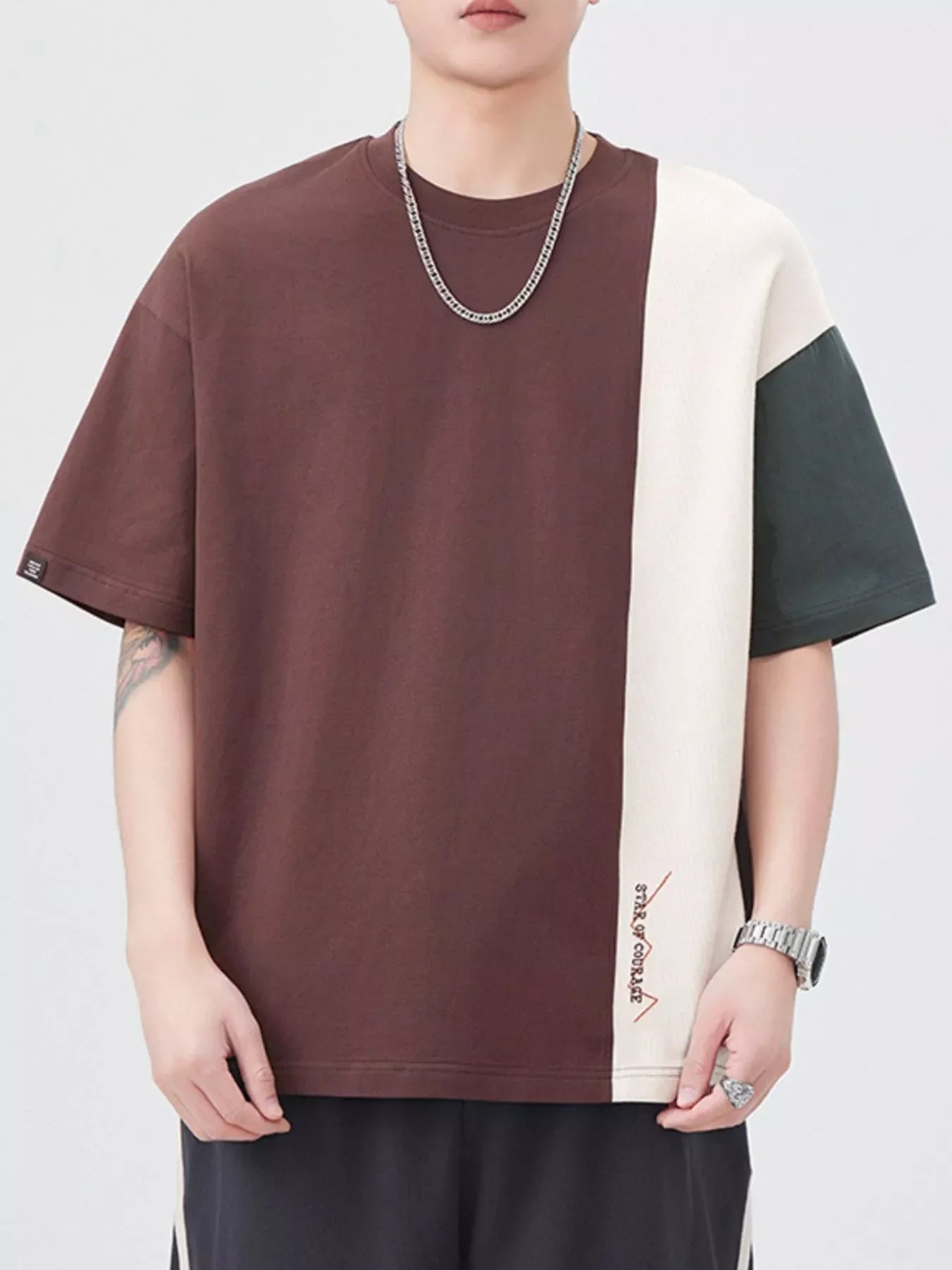 Men's Plus Size Color Block Casual T-Shirt