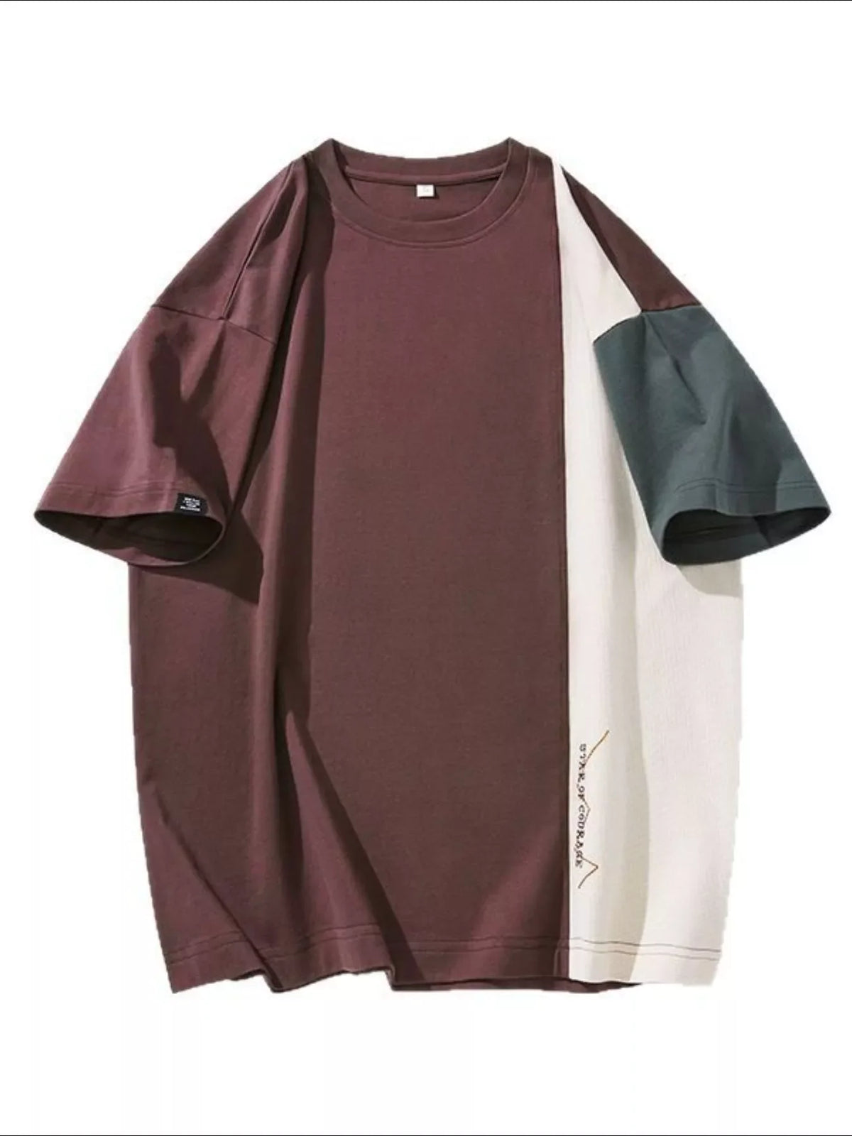 Men's Plus Size Color Block Casual T-Shirt Coffee Brown / M