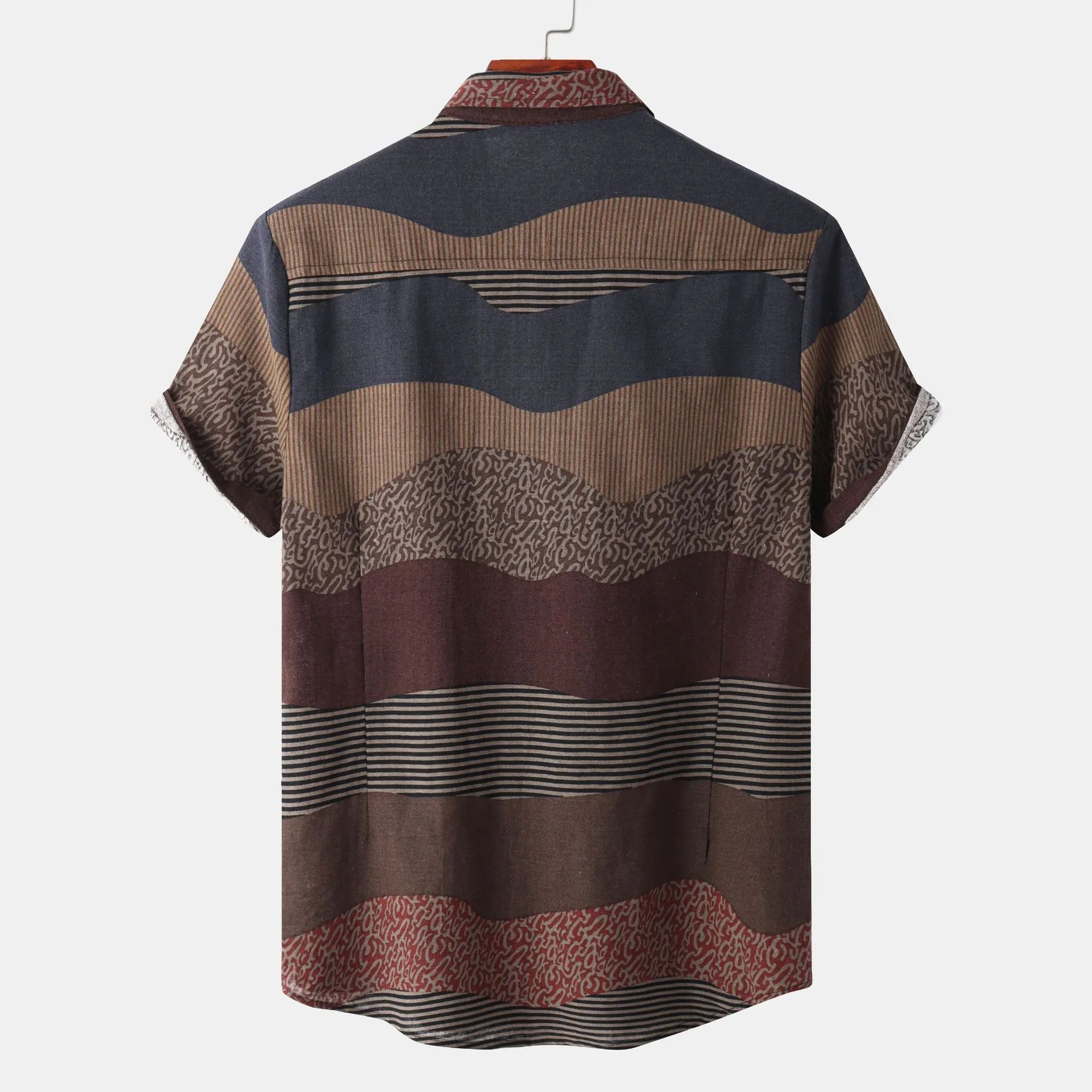 Men's Plus Size Color Block Short Sleeve Casual Shirt