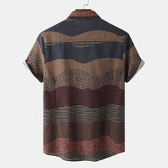 Men's Plus Size Color Block Short Sleeve Casual Shirt