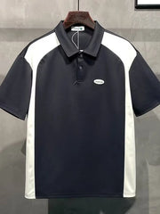 Men's Plus Size Color Block Short Sleeve Polo Black / M