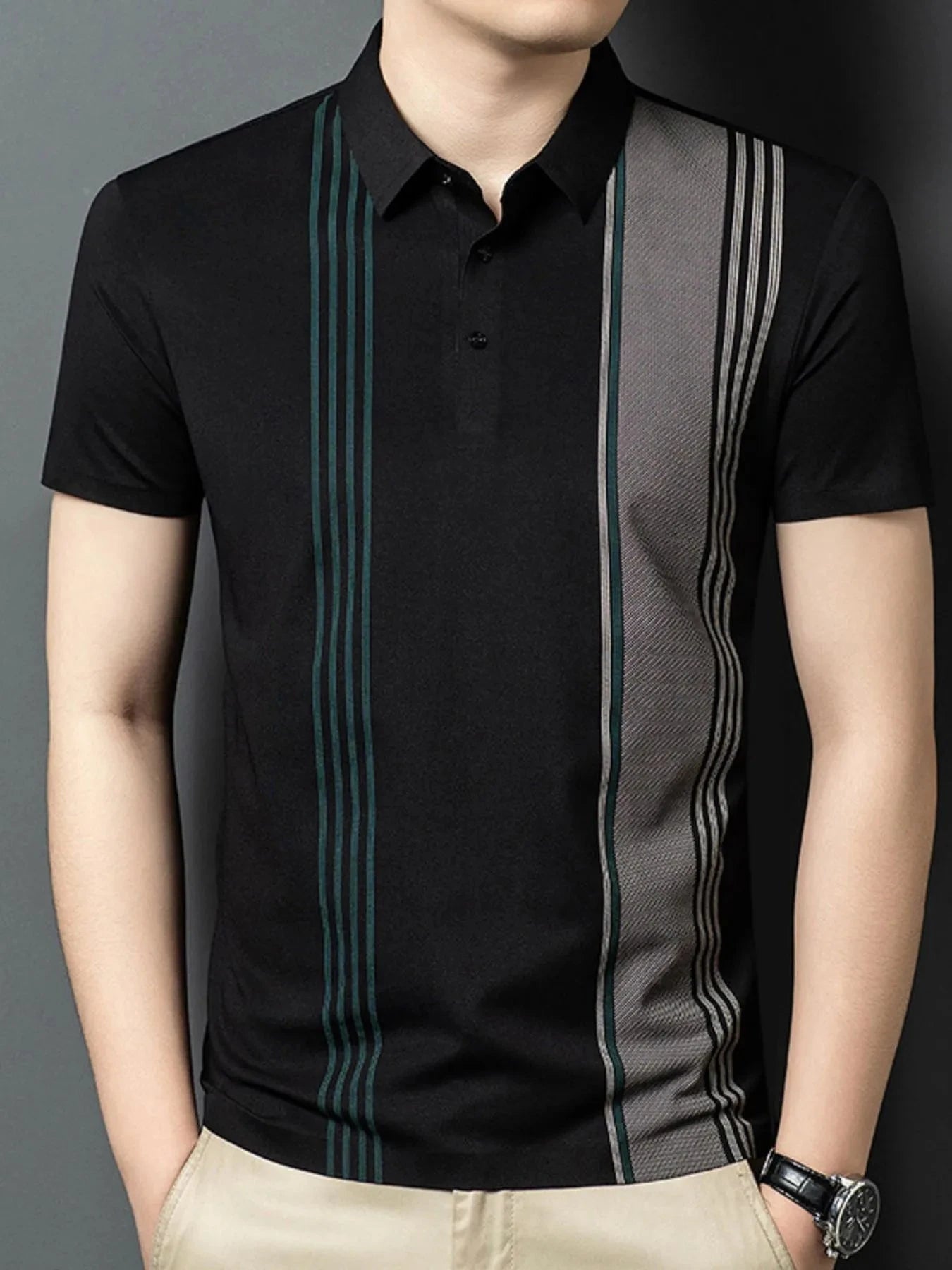 Men's Plus Size Contrast Short Sleeve Polo