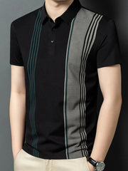 Men's Plus Size Contrast Short Sleeve Polo Black / M