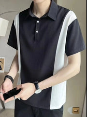 Men's Plus Size Contrast Short Sleeve Polo Black / M