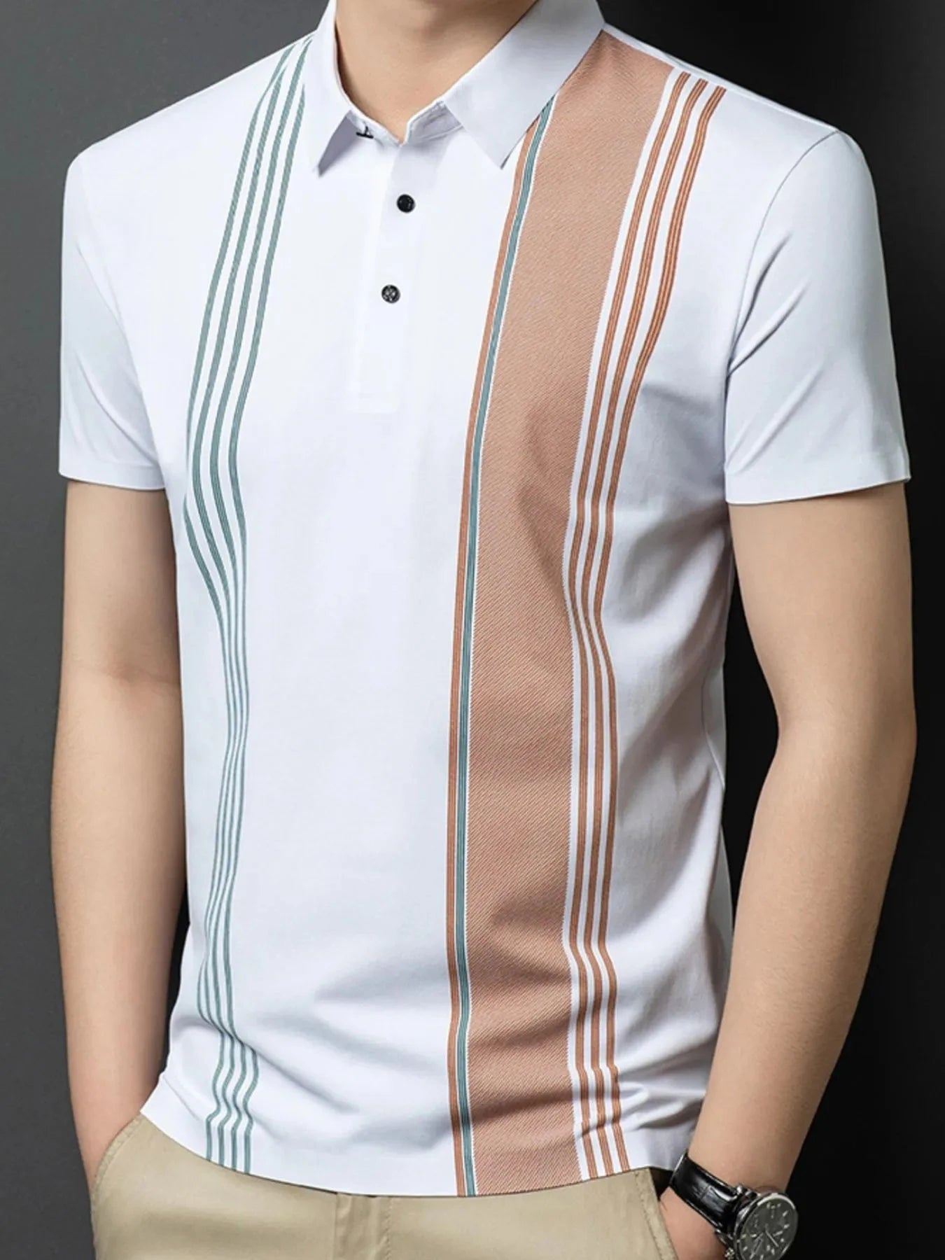 Men's Plus Size Contrast Short Sleeve Polo White / M