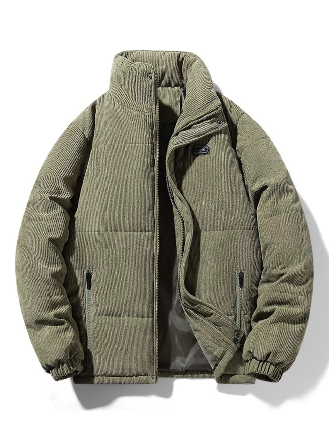 Men's Plus Size Corduroy Padded Winter Coat Army Green / M