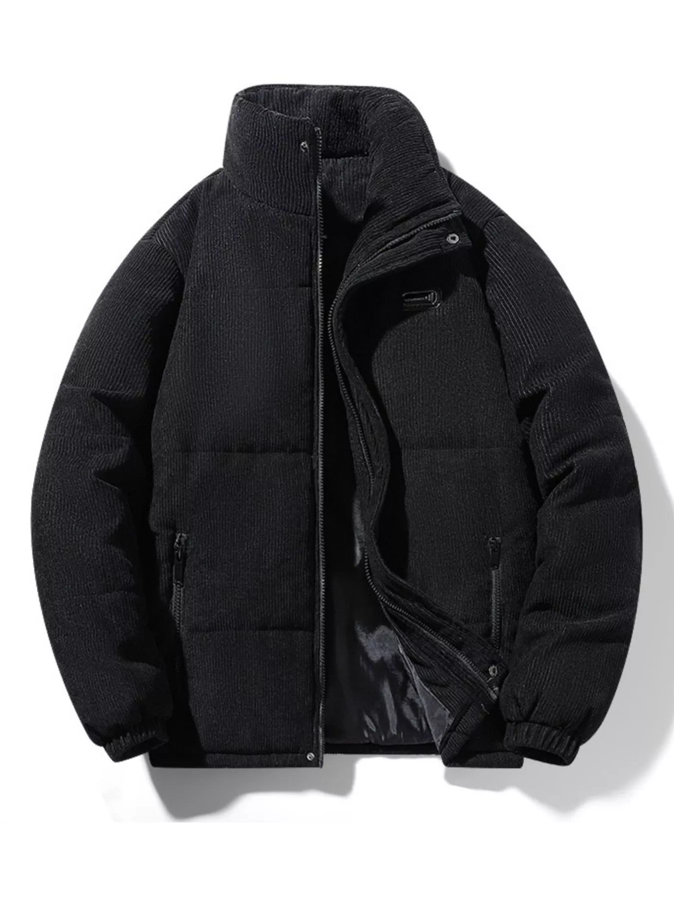 Men's Plus Size Corduroy Padded Winter Coat Black / M