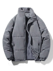 Men's Plus Size Corduroy Padded Winter Coat Grey / M