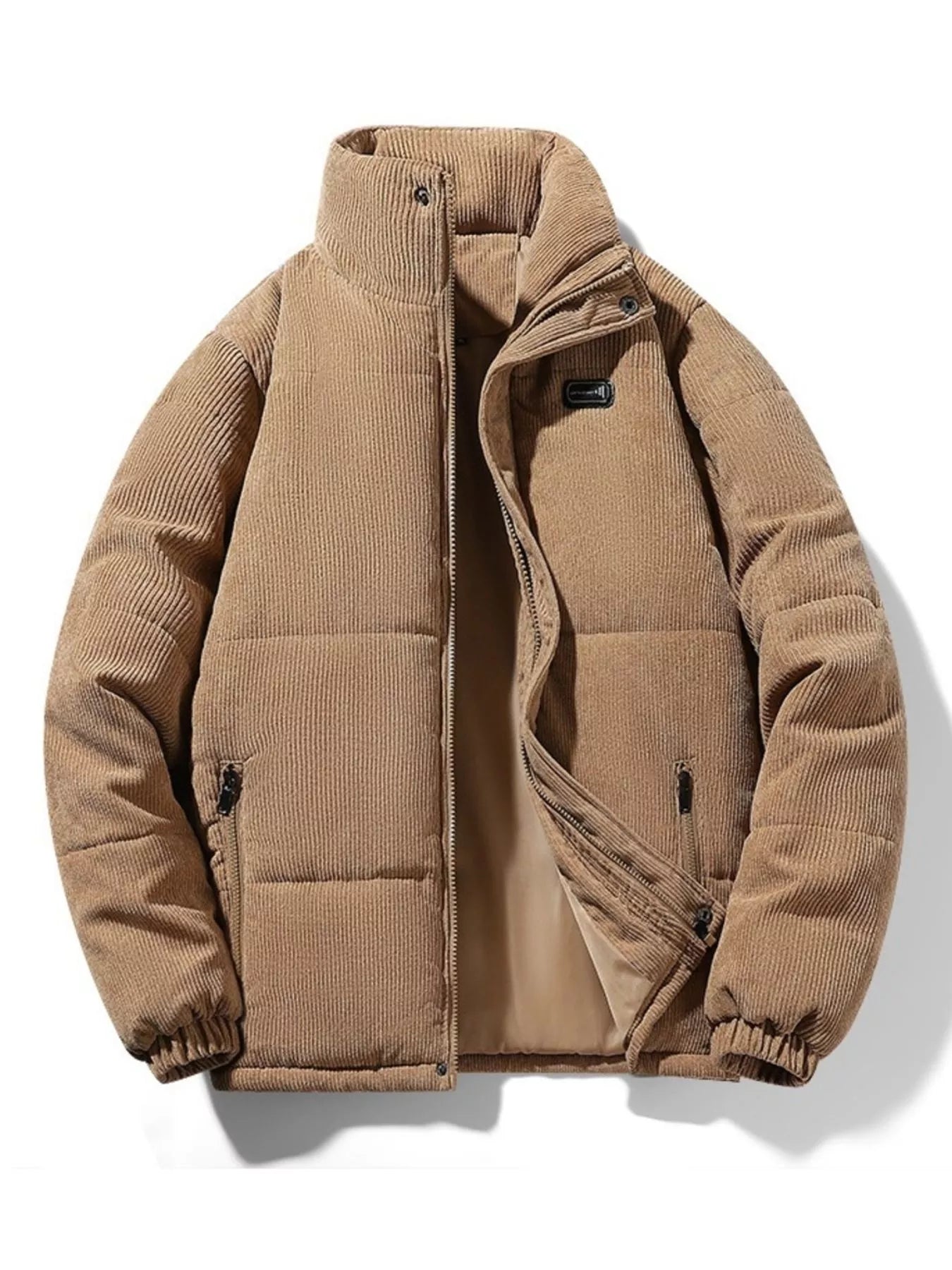Men's Plus Size Corduroy Padded Winter Coat Khaki / M