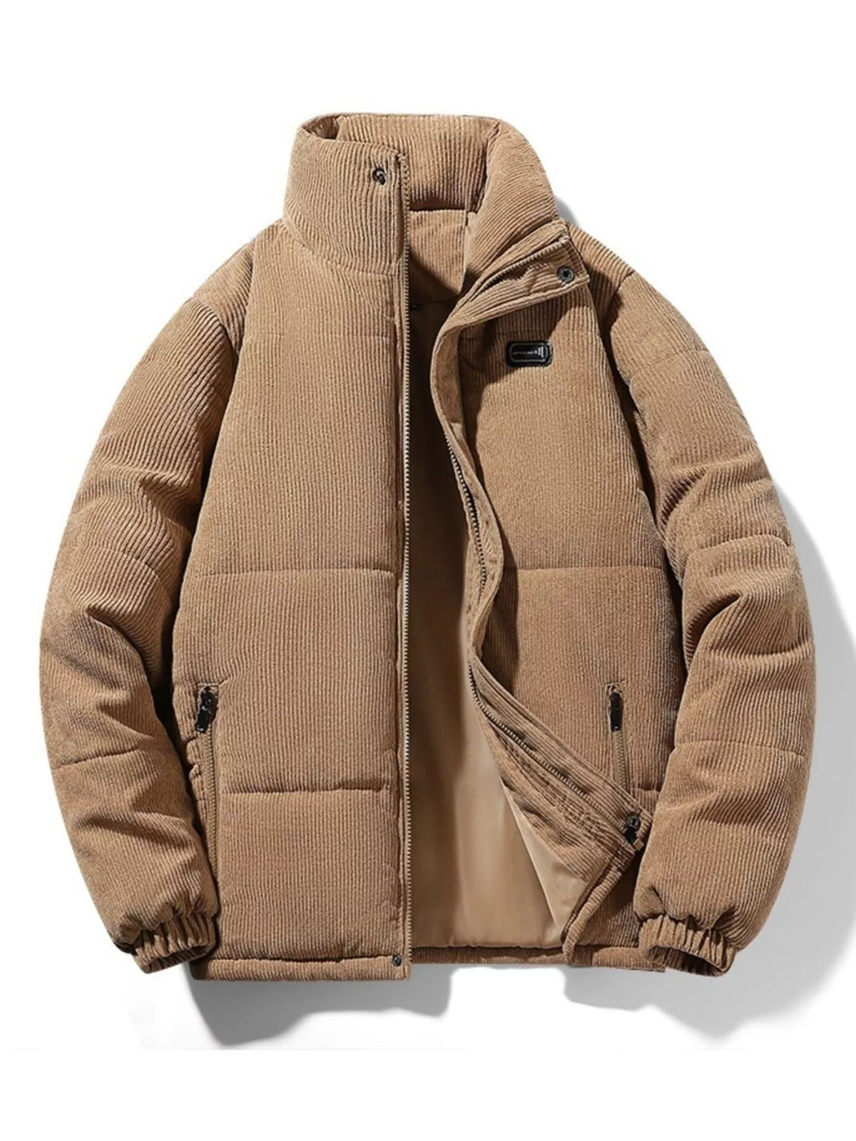 Men's Plus Size Corduroy Padded Winter Coat Khaki / M
