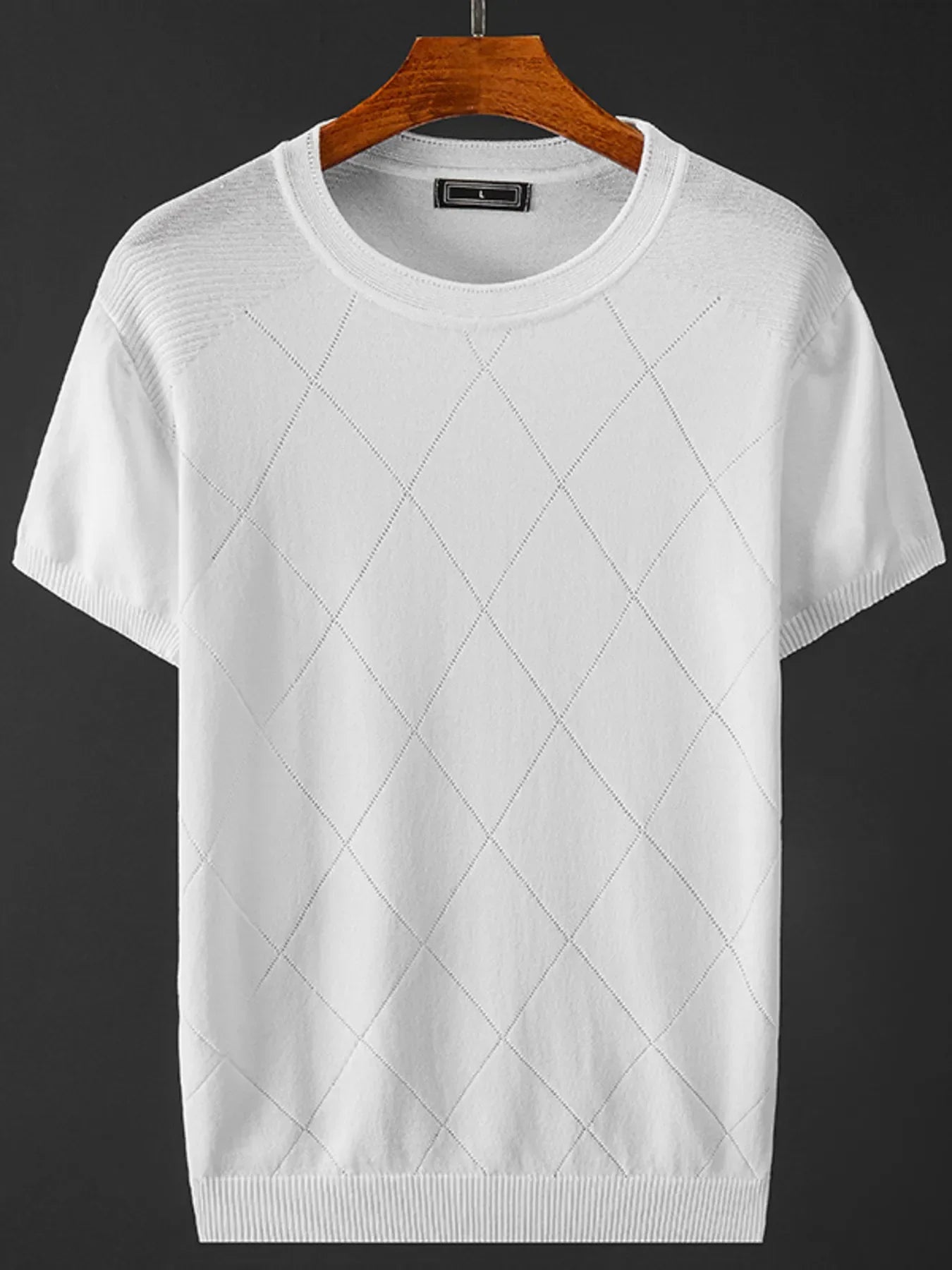 Men's Plus Size Diamond Pattern Knit T-Shirt