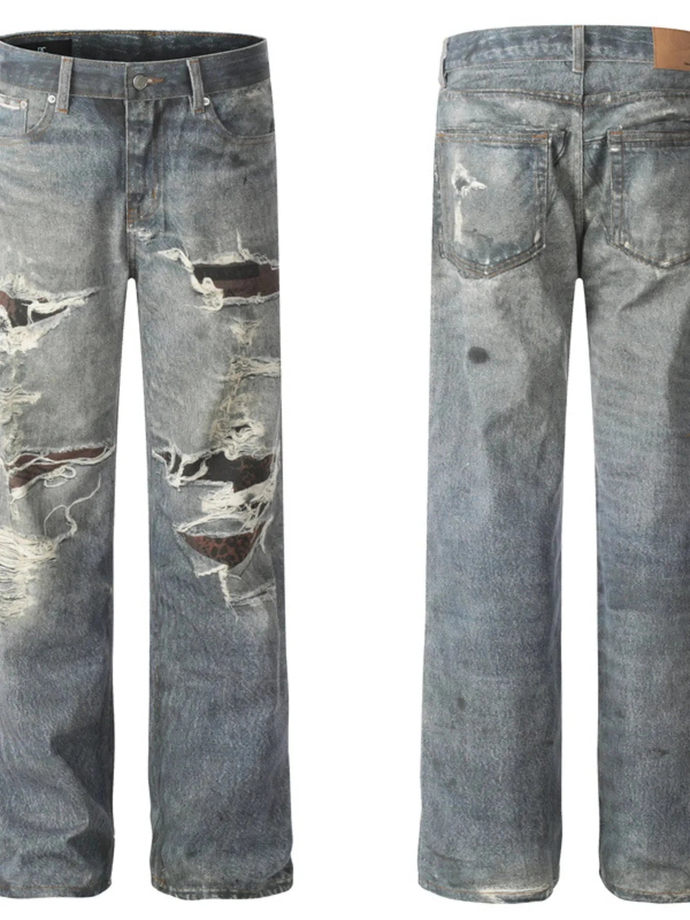 Men's Plus Size Distressed Wide Leg Jeans