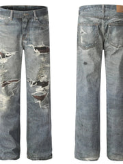 Men's Plus Size Distressed Wide Leg Jeans