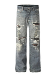 Men's Plus Size Distressed Wide Leg Jeans Medium / S