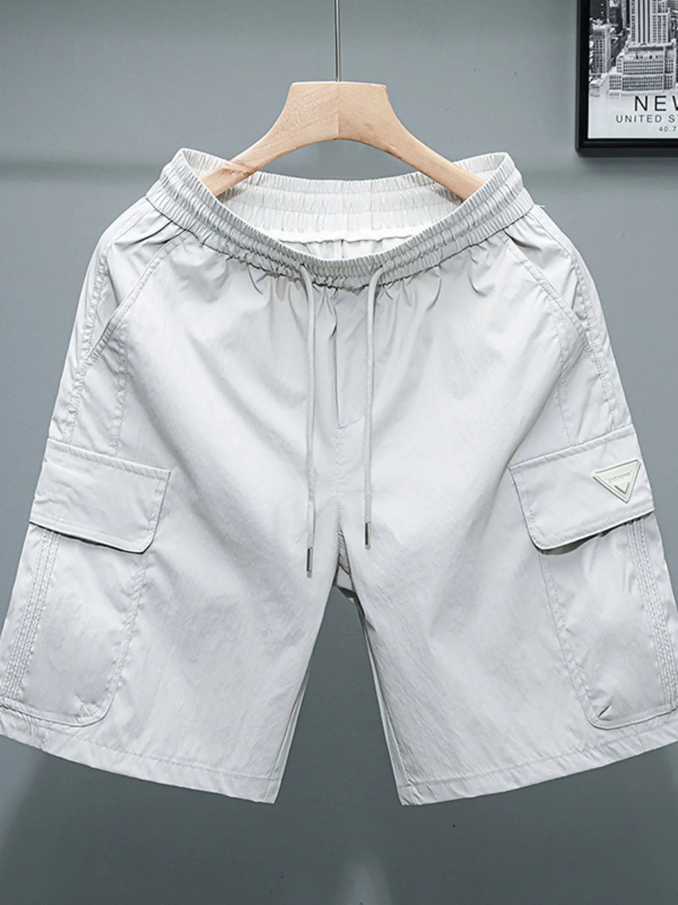 Men's Plus Size Drawstring Cargo Shorts Grey / L