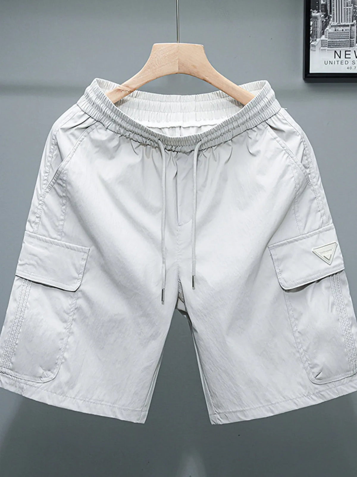 Men's Plus Size Drawstring Cargo Shorts Grey / L