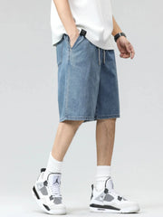 Men's Plus Size Drawstring Denim Shorts