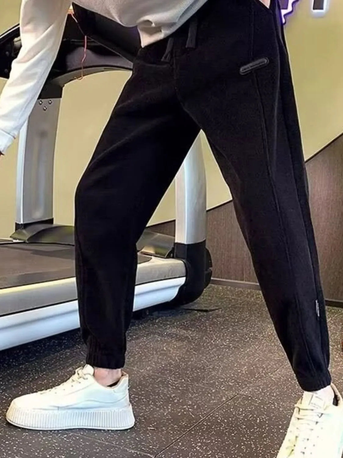 Men's Plus Size Drawstring Loose Fit Joggers Velvet Black / M