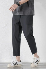 Men's Plus Size Drawstring Pants with Pockets Dark Gray / M