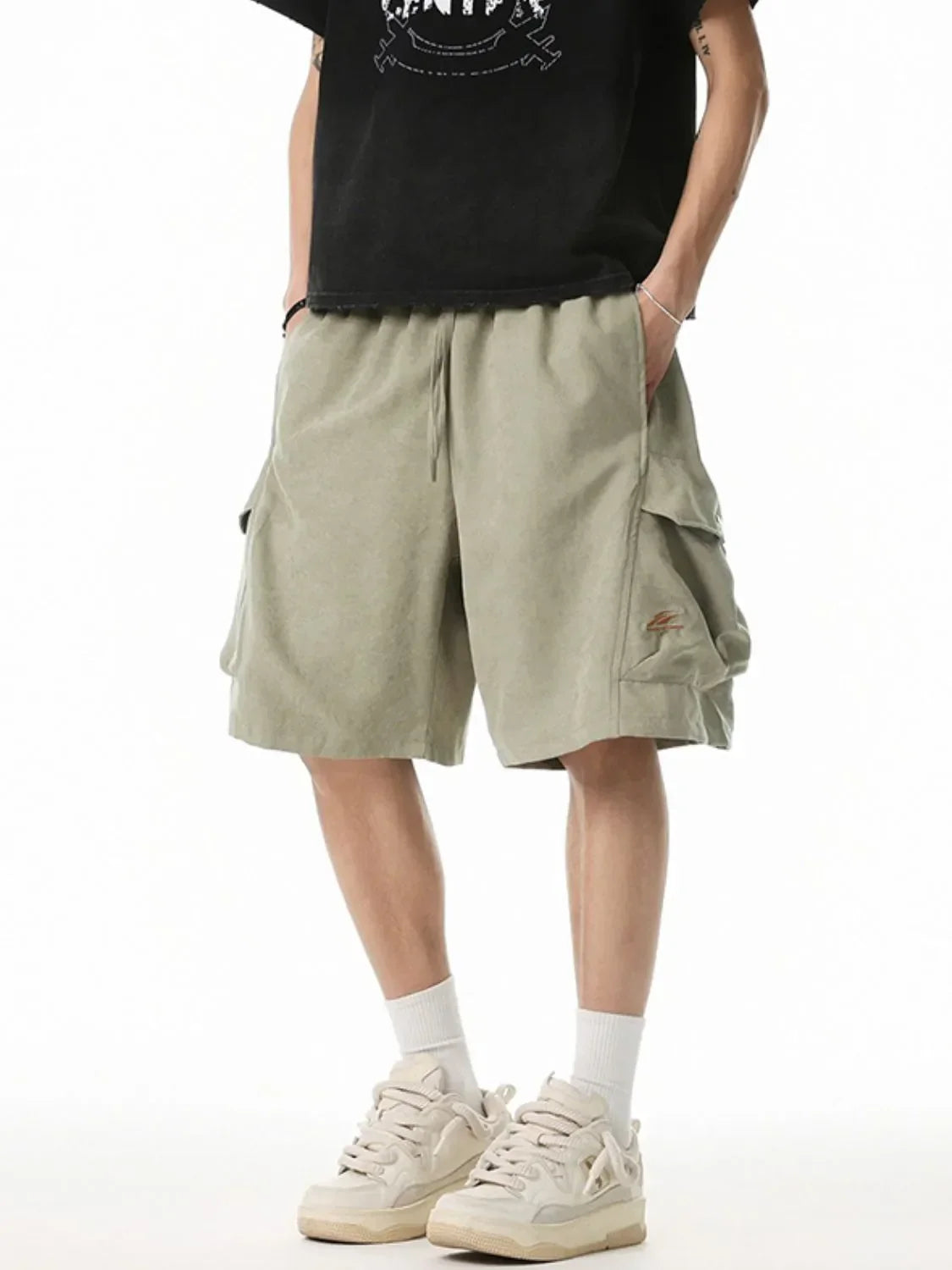 Men's Plus Size Drawstring Shorts Khaki / M