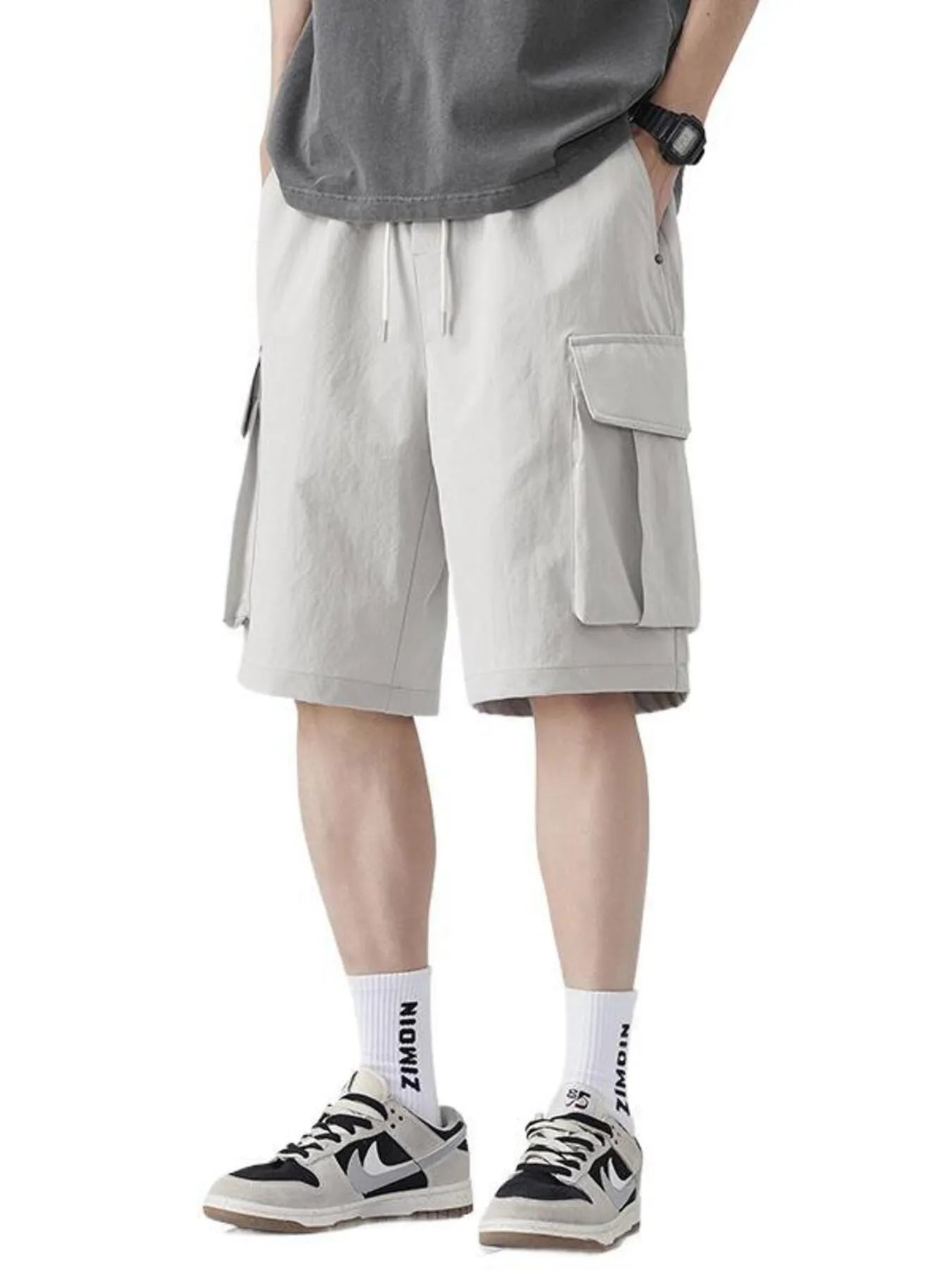 Men's Plus Size Drawstring Wide Leg Cargo Shorts