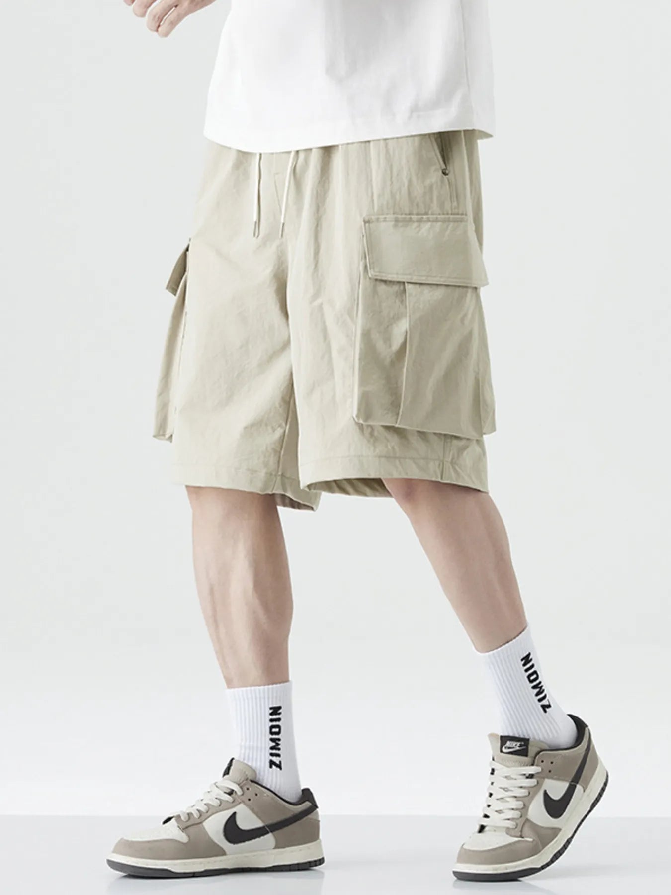 Men's Plus Size Drawstring Wide Leg Cargo Shorts