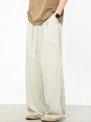 Men's Plus Size Drawstring Wide Leg Pants Beige / M
