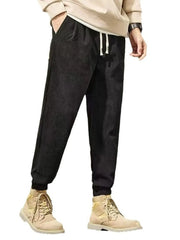 Men's Plus Size Drawstring Wide Leg Pants Black / M