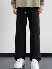 Men's Plus Size Drawstring Wide Leg Pants Black / M