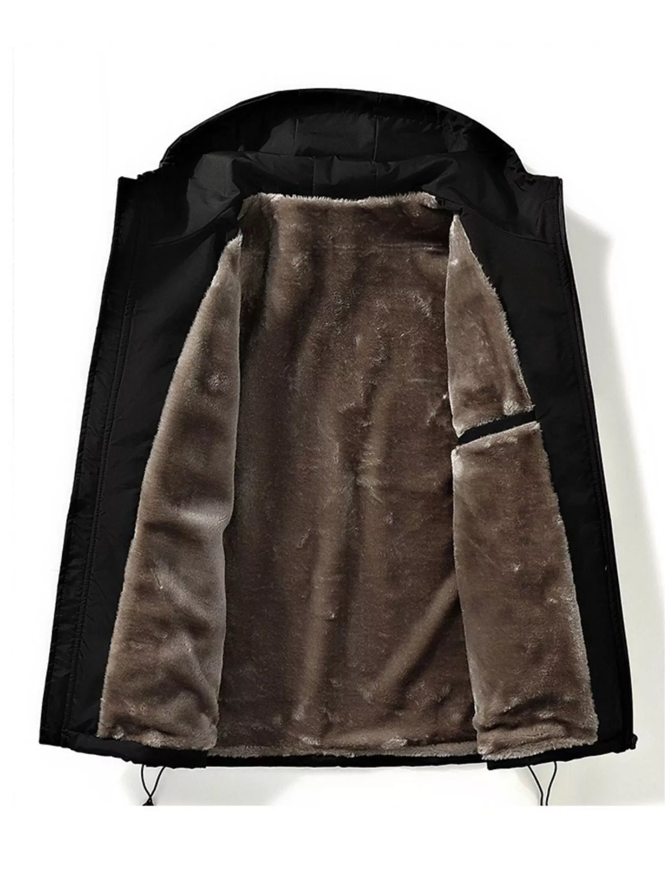 Men's Plus Size Drawstring Zip Up Hooded Jacket