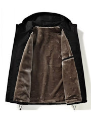 Men's Plus Size Drawstring Zip Up Hooded Jacket