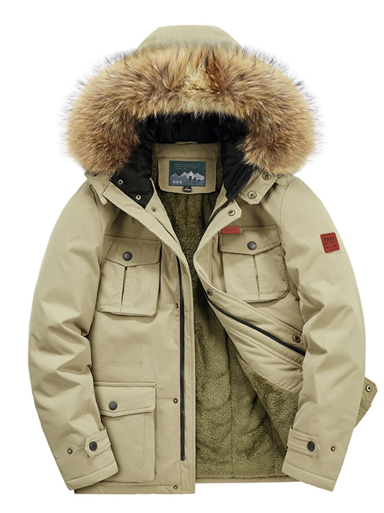 Men's Plus Size Fur Hooded Warm Winter Coat