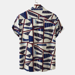 Men's Plus Size Geometric Print Short Sleeve Casual Shirt