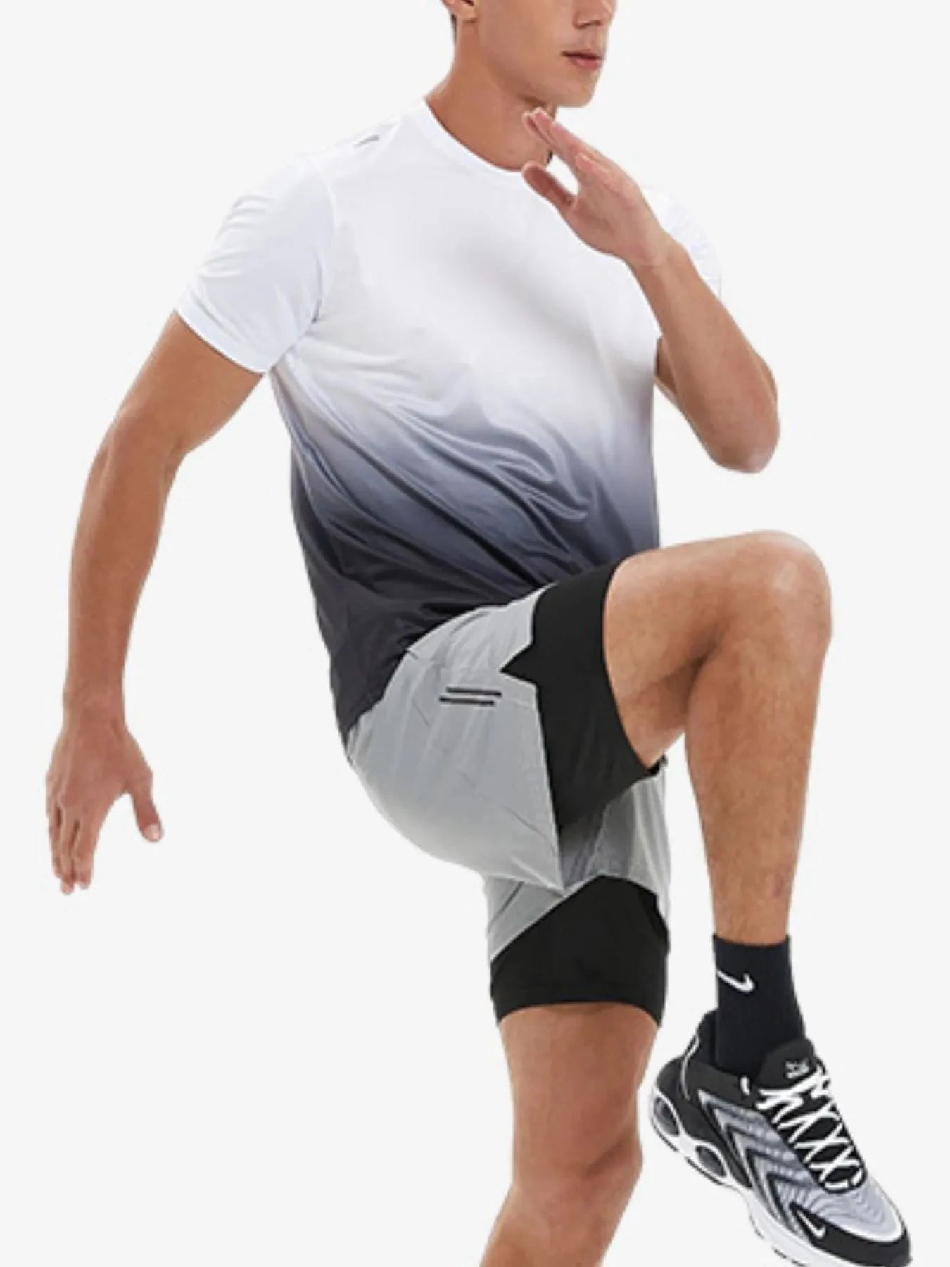 Men's Plus Size Gradient Round Neck Short Sleeve Active T-Shirt White / M