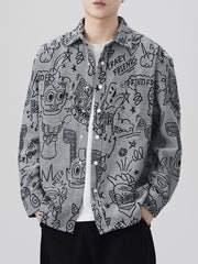 Men's Plus Size Graffiti Print Casual Shirt