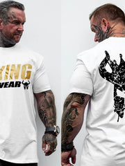 Men's Plus Size Graphic Back Round Neck Short Sleeve T-Shirt White / 2XL