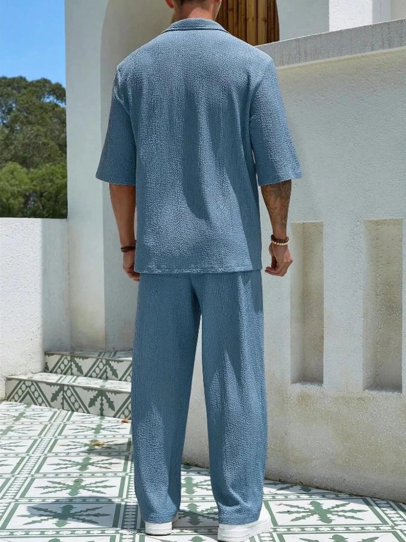 Men's Plus Size Half Sleeve Top and Pants Set