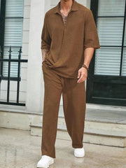 Men's Plus Size Half Sleeve Top and Pants Set