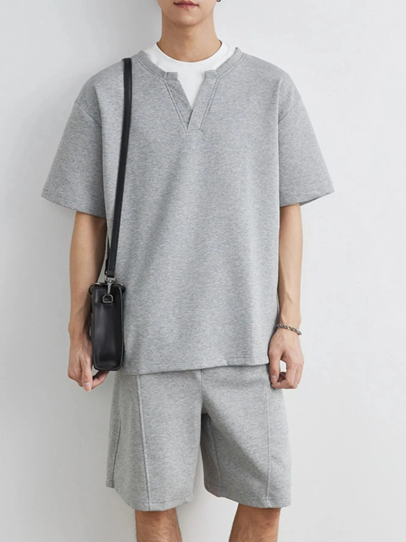 Men's Plus Size Half Sleeve Top and Shorts Set