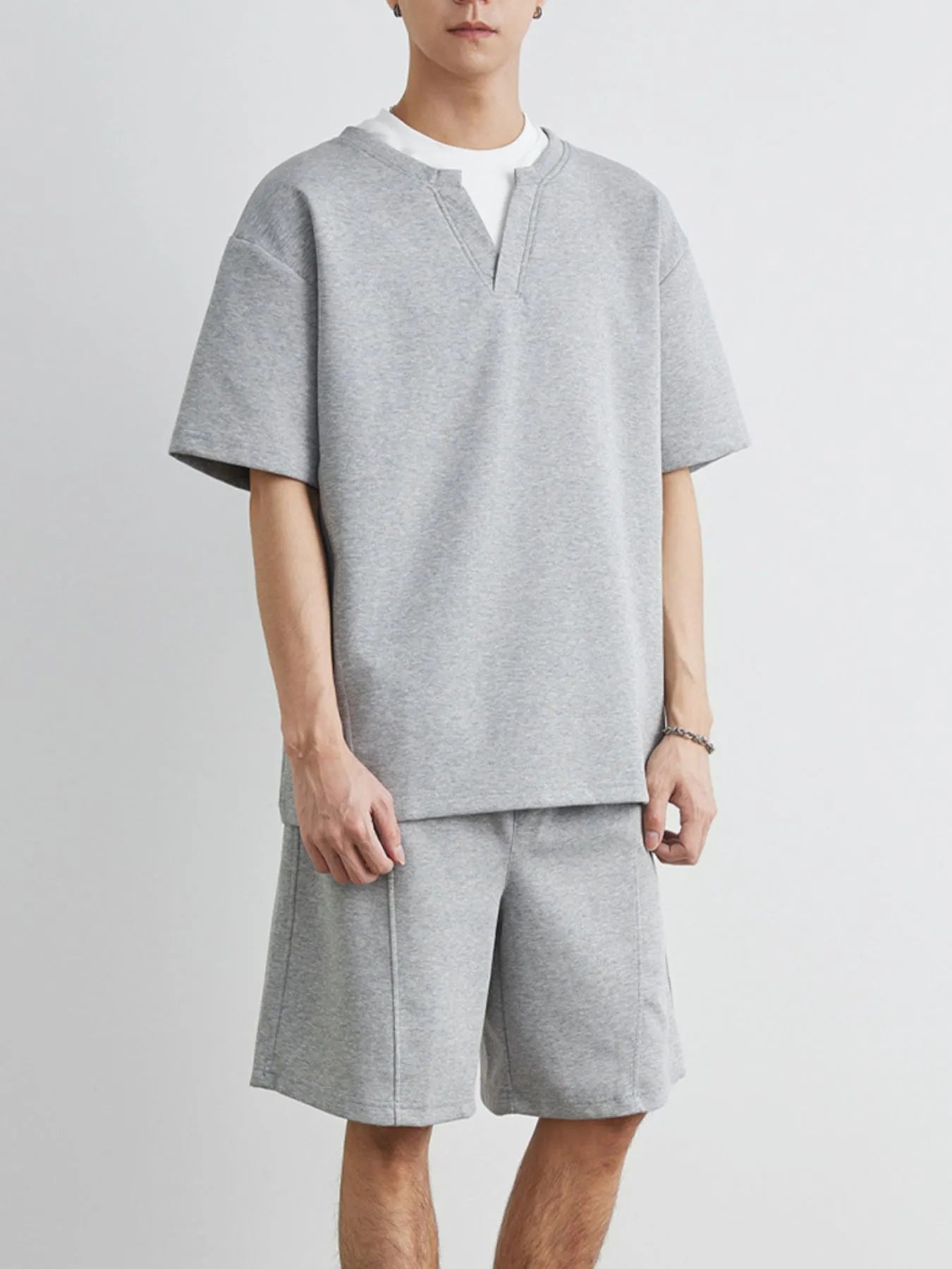 Men's Plus Size Half Sleeve Top and Shorts Set