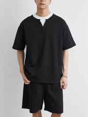 Men's Plus Size Half Sleeve Top and Shorts Set