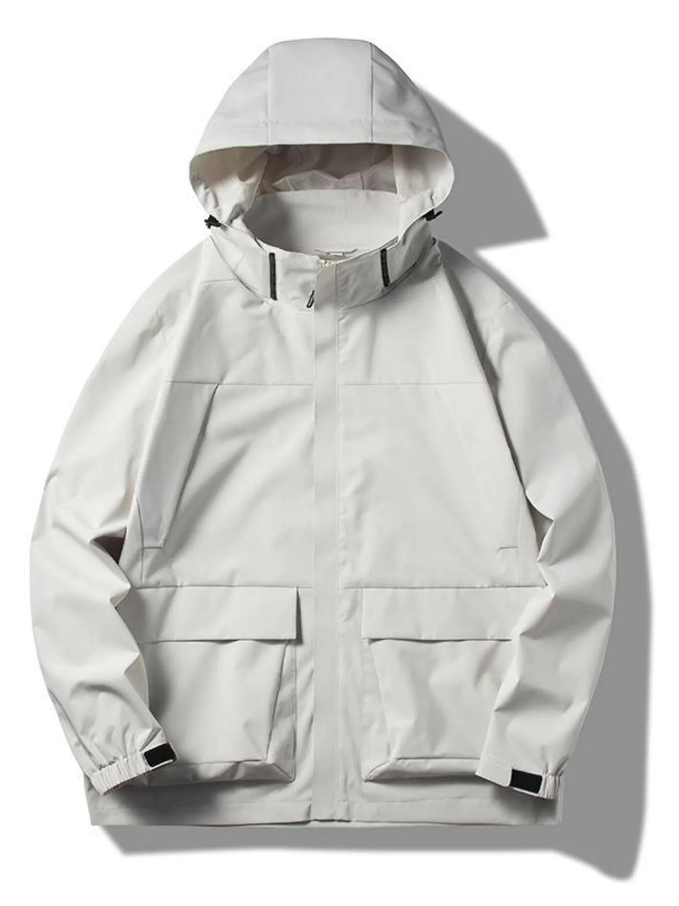 Men's Plus Size Hooded Windproof Outdoor  Jacket Fog Lotus White / M