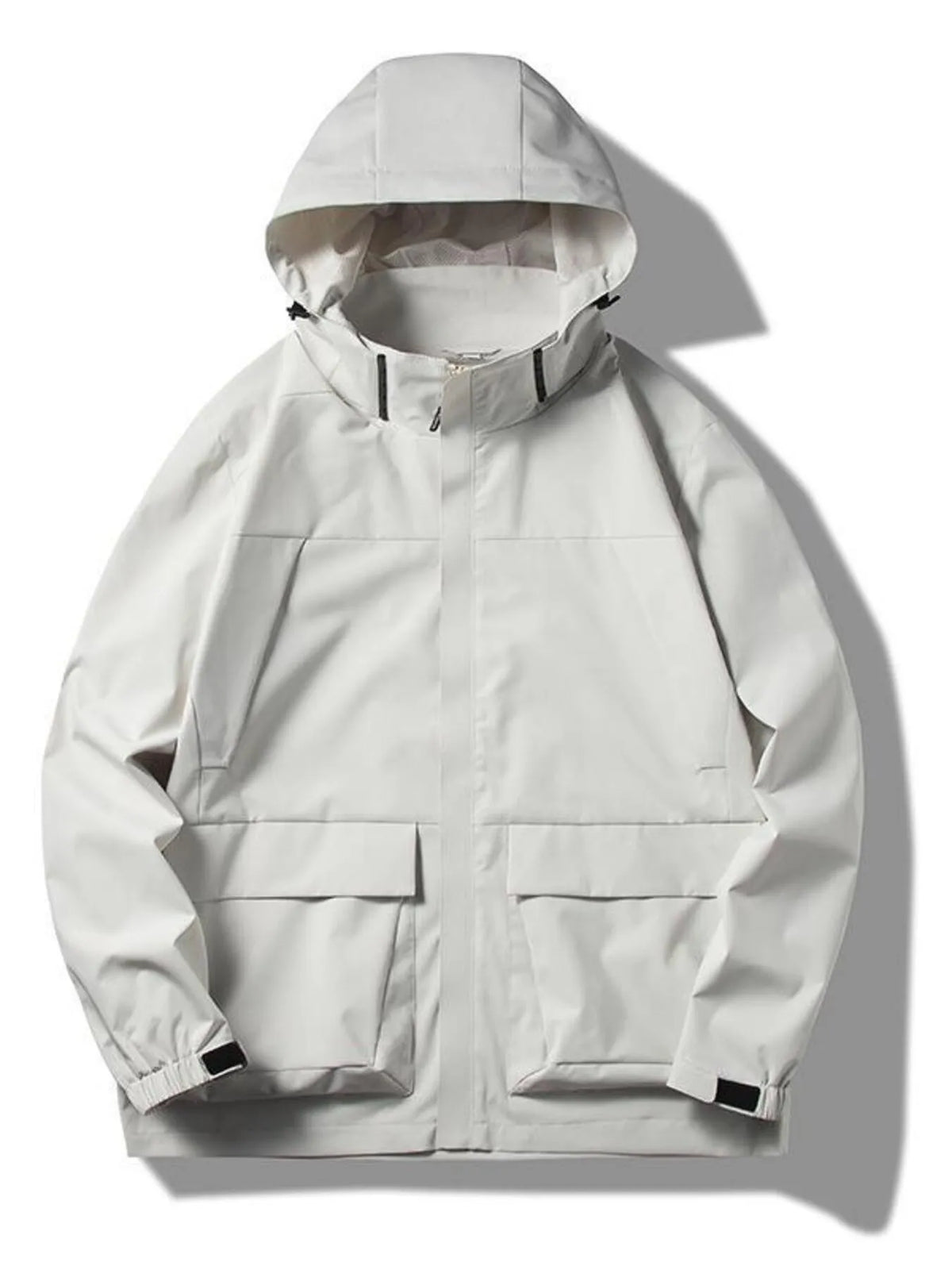 Men's Plus Size Hooded Windproof Outdoor  Jacket Fog Lotus White / M