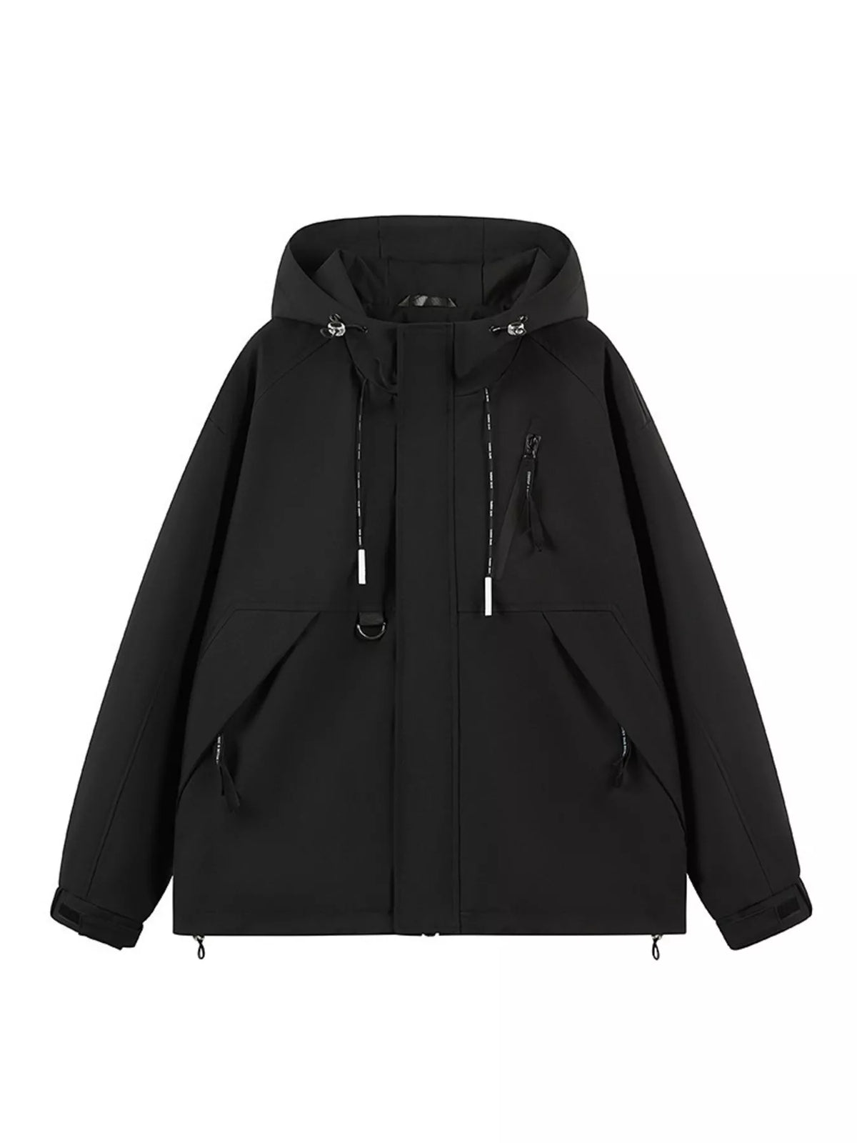 Men's Plus Size Hooded Windproof Zip Up Jacket Black / M