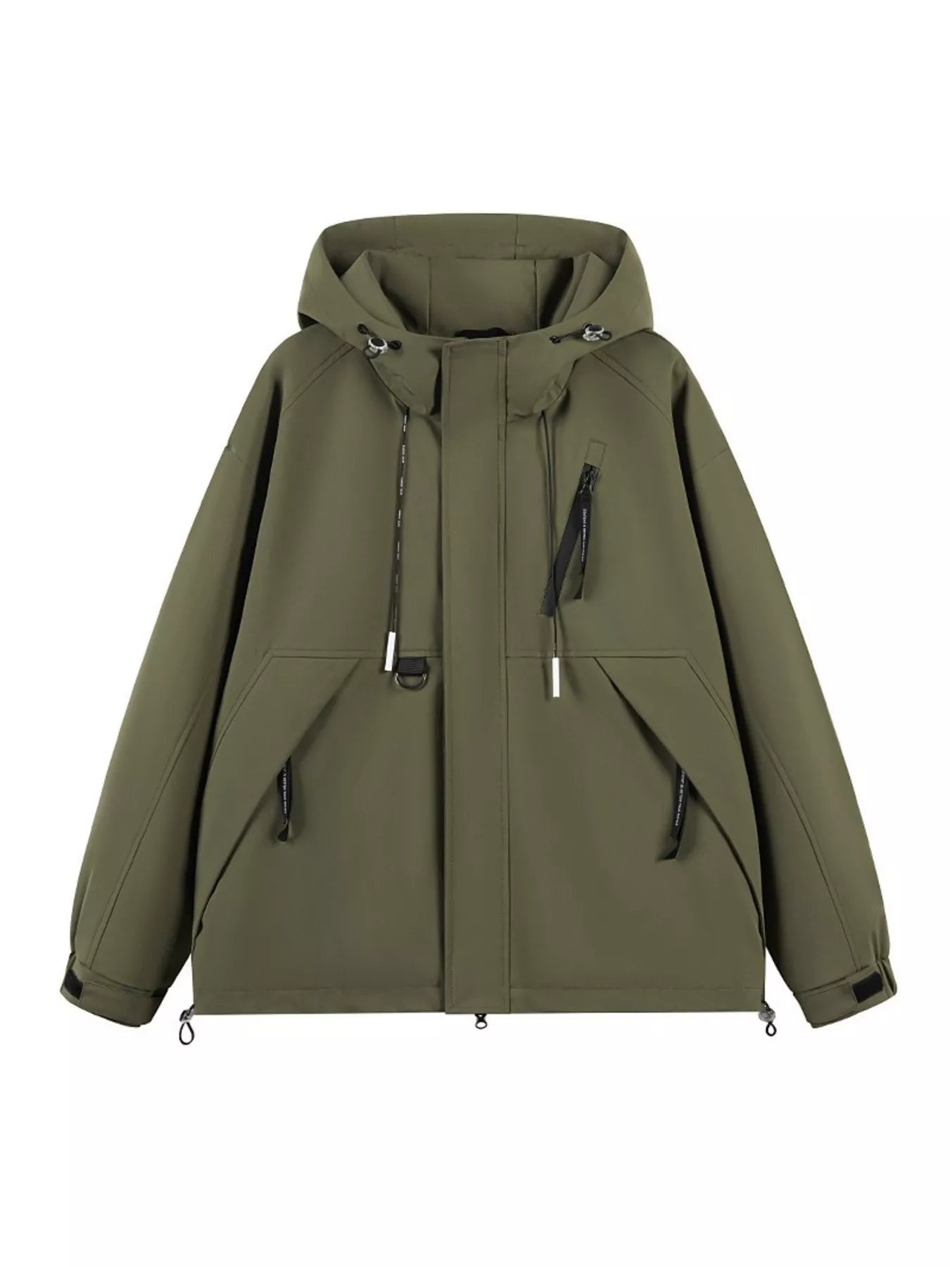 Men's Plus Size Hooded Windproof Zip Up Jacket Military Green / M